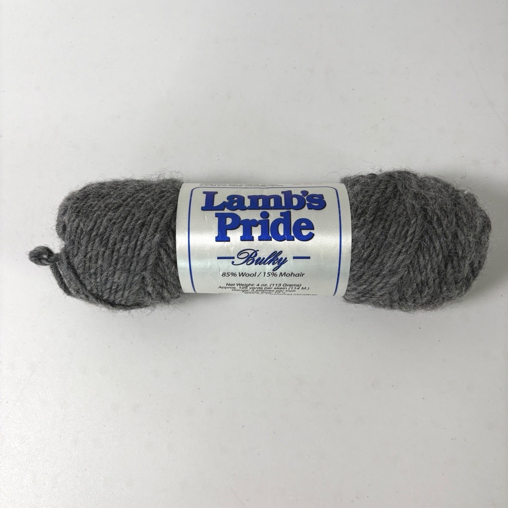 Brown Sheep Lambs Pride Bulky Yarn Skein 4oz Charcoal‎ Heather Wool Mohair BM-04